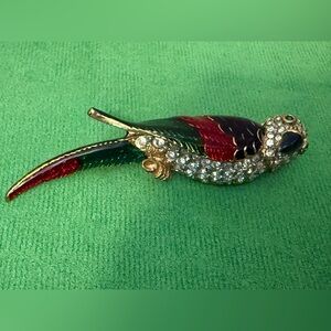 Colorful Parrot Enamel Brooch with Rhinestones